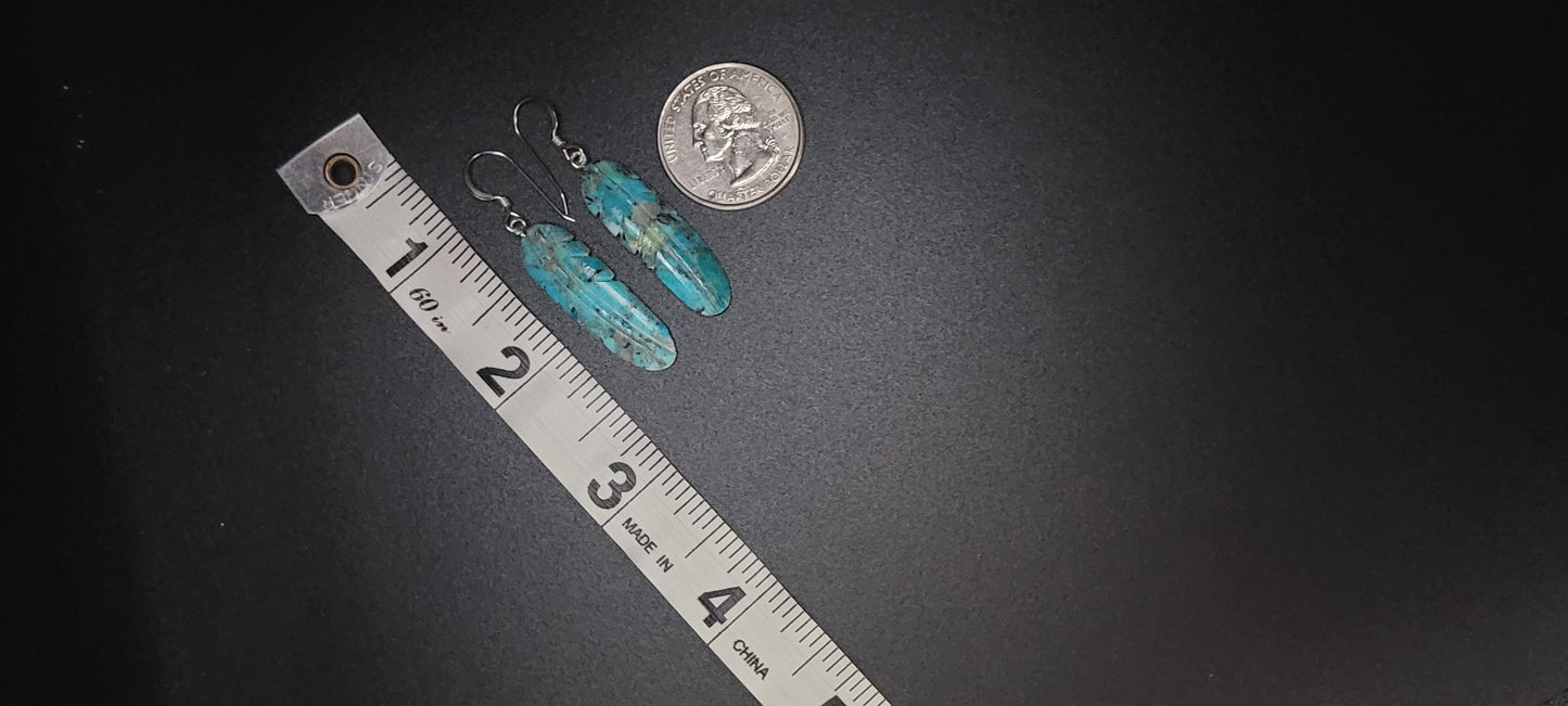 Authentic Native American Turquoise Feather Earrings