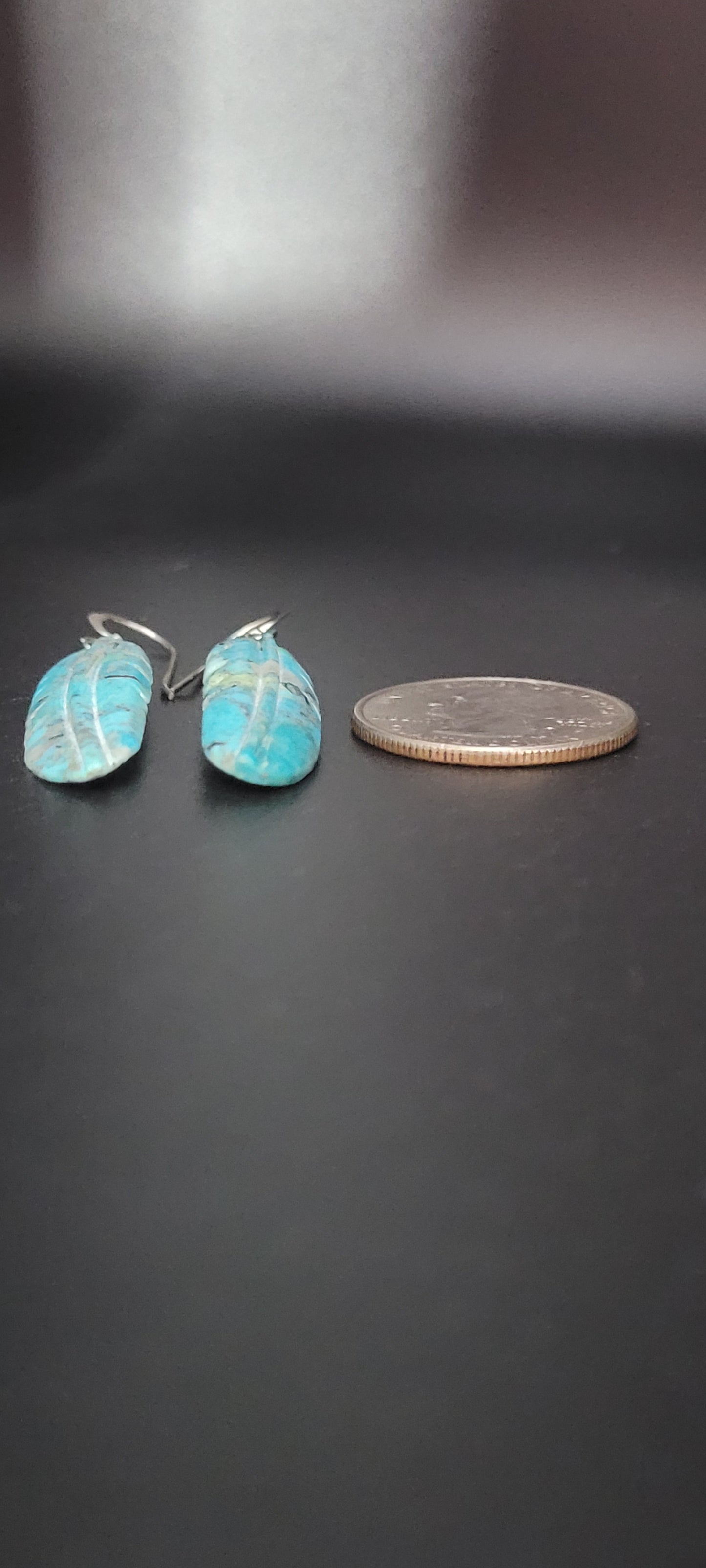 Authentic Native American Turquoise Feather Earrings