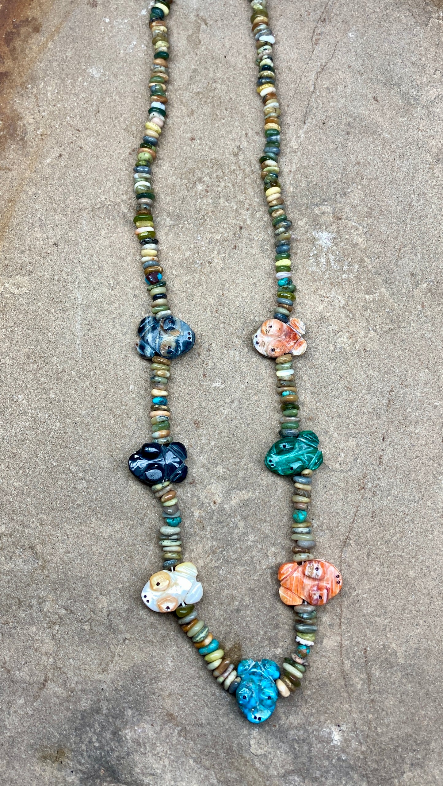 Two Sided Multicolor Frog Necklace