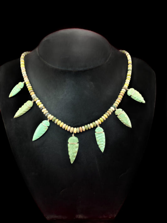 Genuine Turquoise Handmade Arrowhead Necklace