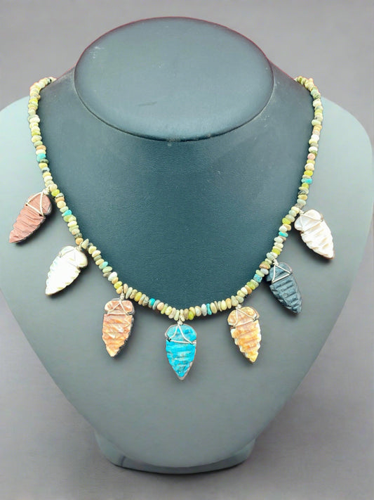 Multicolor Arrowhead Fetish Necklace