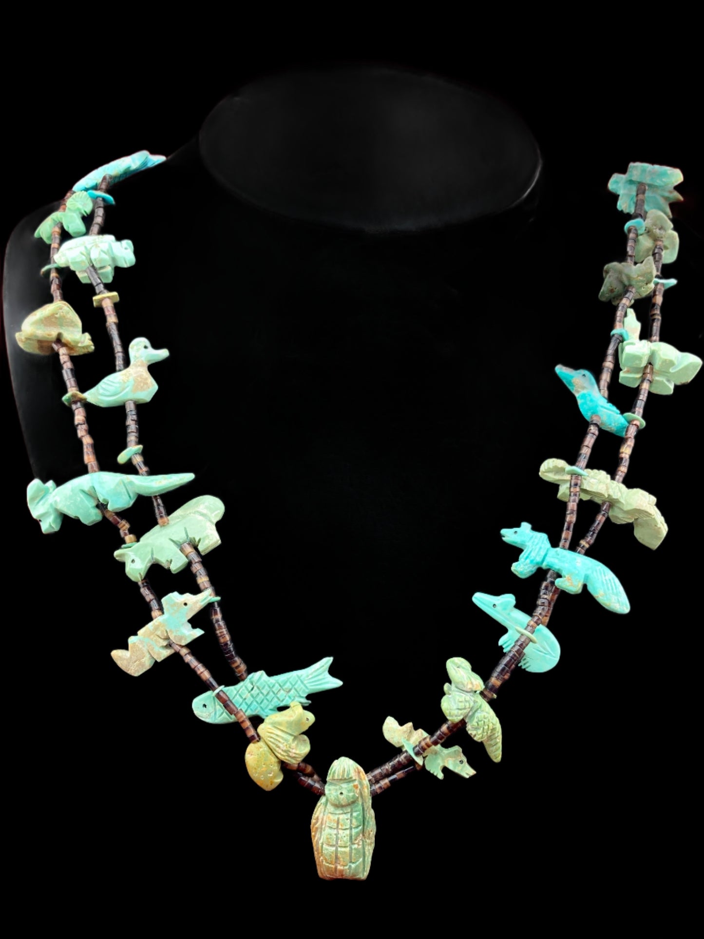 Genuine Turquoise Multi Animal Fetish Necklace