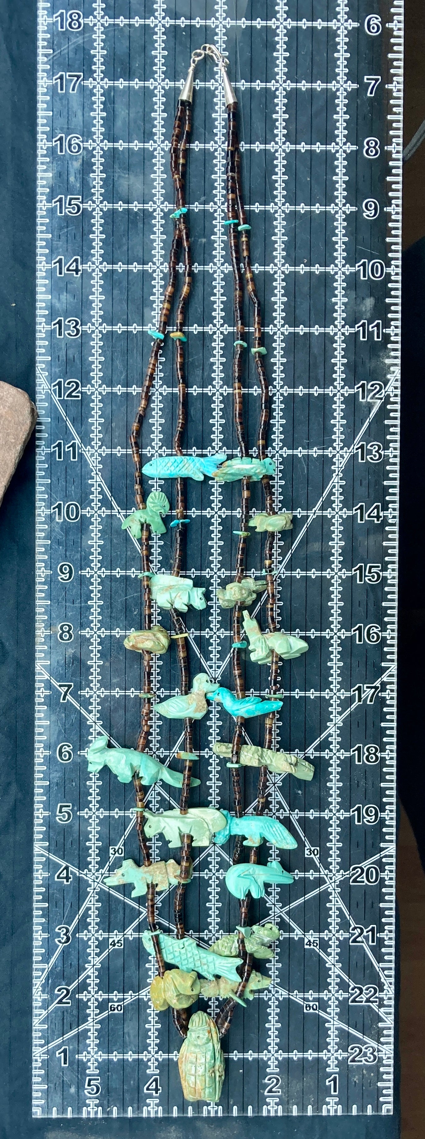 Genuine Turquoise Multi Animal Fetish Necklace