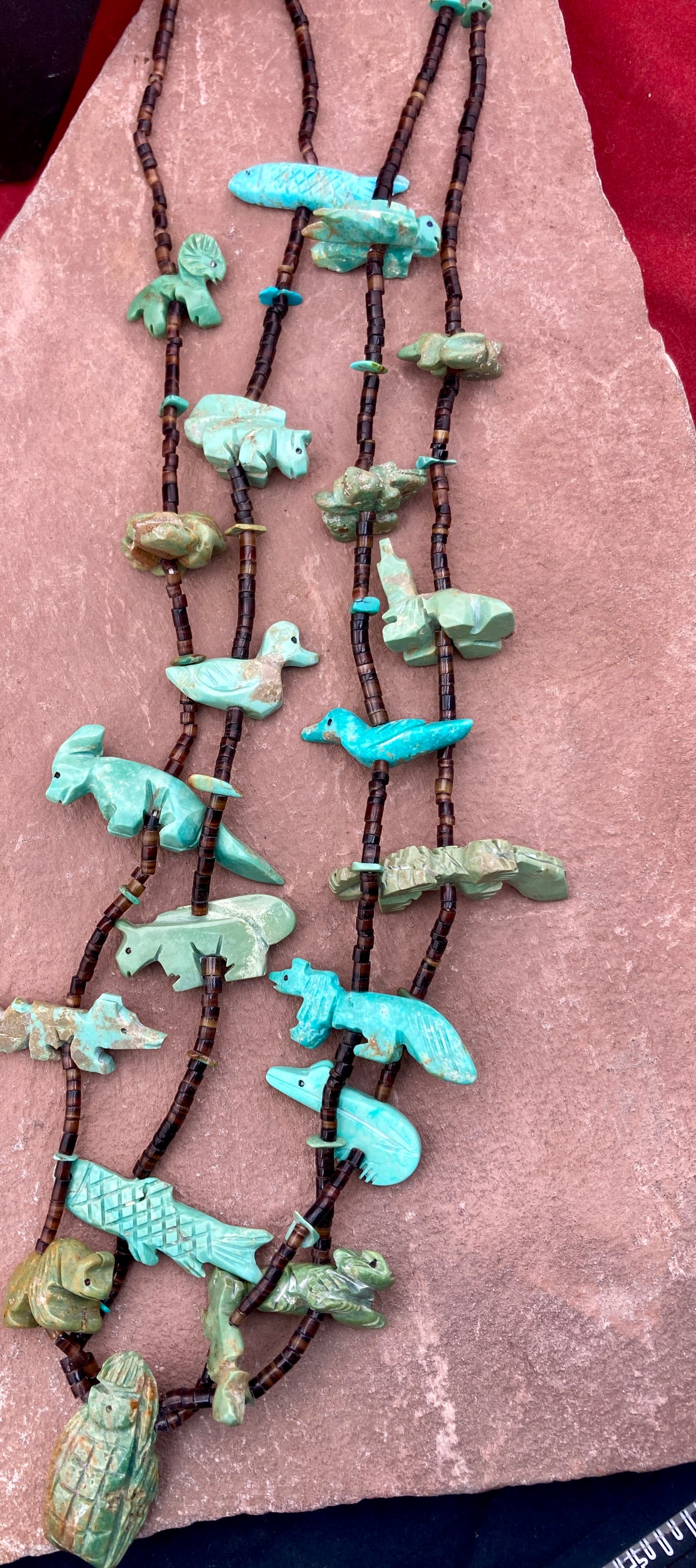 Genuine Turquoise Multi Animal Fetish Necklace