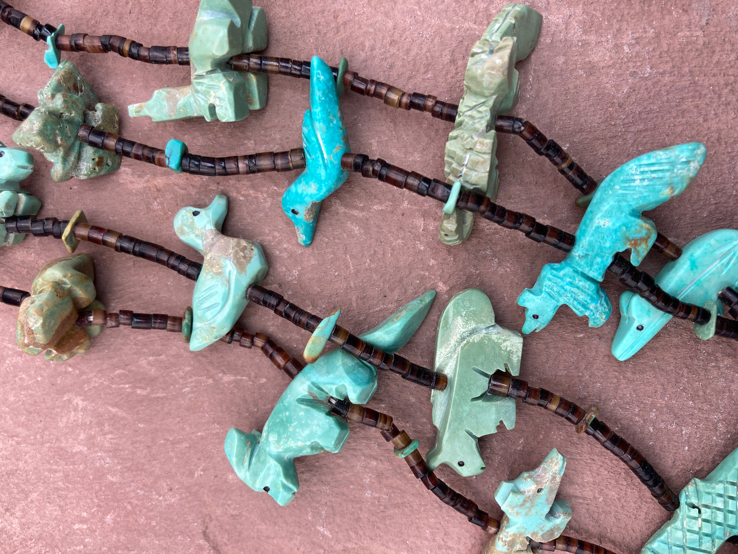 Genuine Turquoise Multi Animal Fetish Necklace