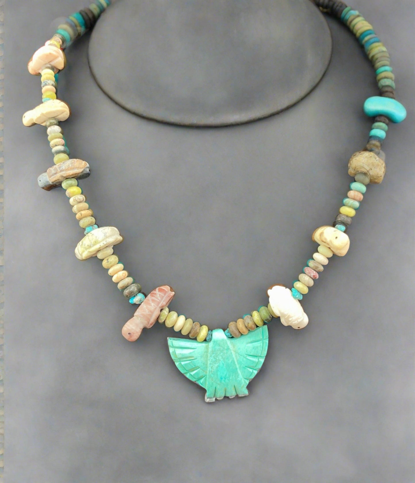 Native American Turtle Necklace with Turquoise Eagle